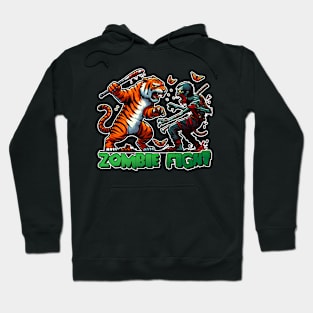 Tiger vs Zombie Fight Hoodie